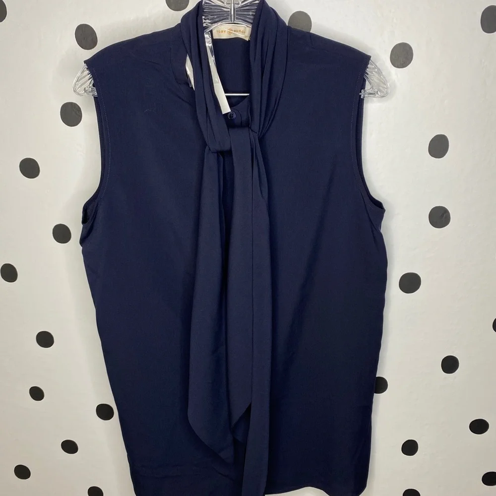 🆕TORY BURCH SLEEVELESS BOW BLOUSE SIZE 12